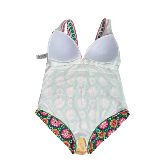 Boden Porto V-Neck Size 16-18 Long One Piece Swimsuit Multi Flower Print - Picture 6 of 11